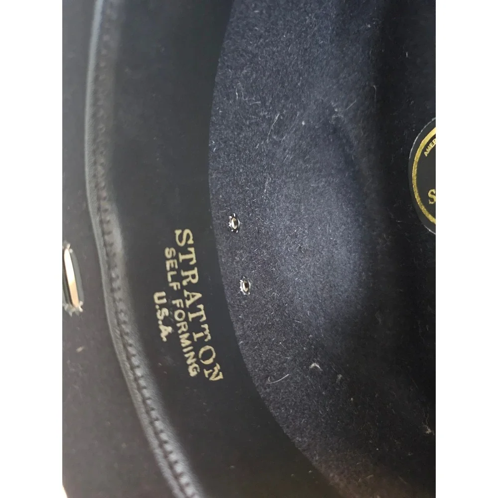 Stratton USA Black Felt Campaign Drill Sergeant Hat Size 7 1/8 F40 Self Forming